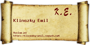 Klinszky Emil névjegykártya